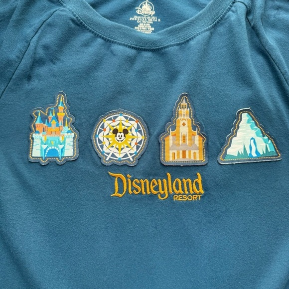 DISNEYLAND RESORT Disney Park Patch Icons Blue Long Sleeve Shirt - Picture 2 of 7